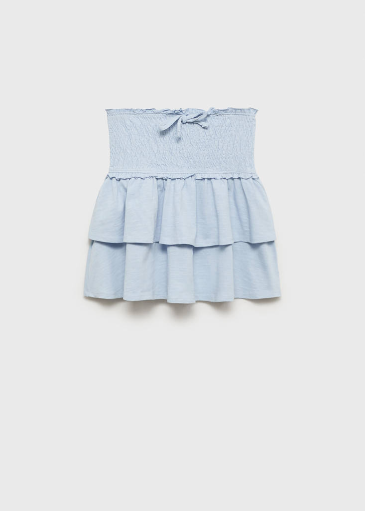 Gathered skirt with ruffles — Sky Blue