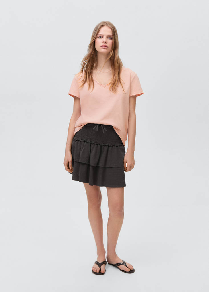 Gathered skirt with ruffles — Charcoal