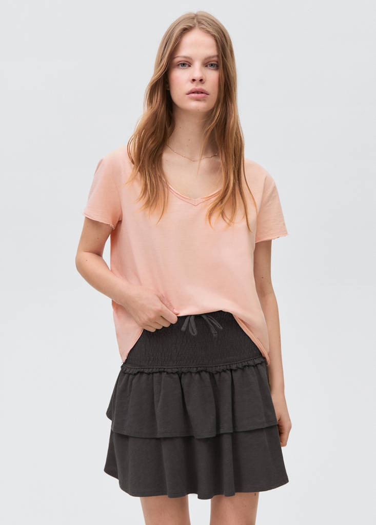 Gathered skirt with ruffles — Charcoal