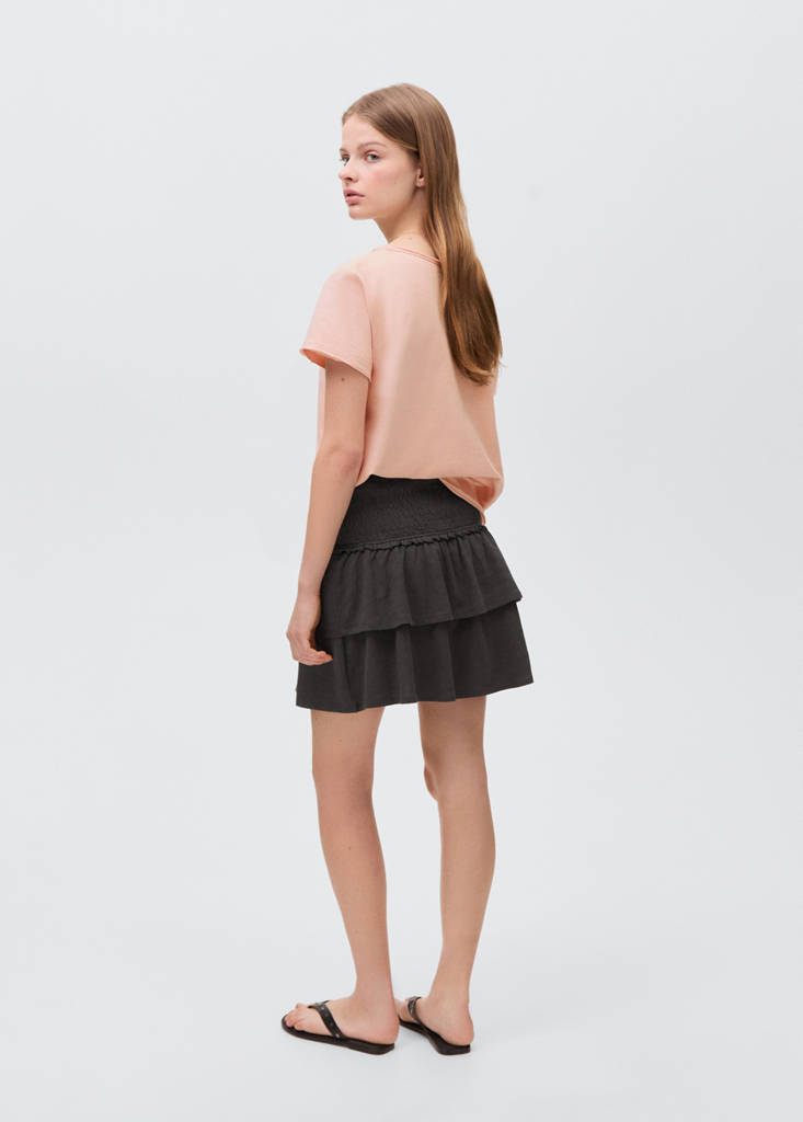 Gathered skirt with ruffles — Charcoal