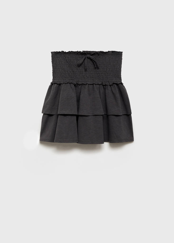 Gathered skirt with ruffles — Charcoal
