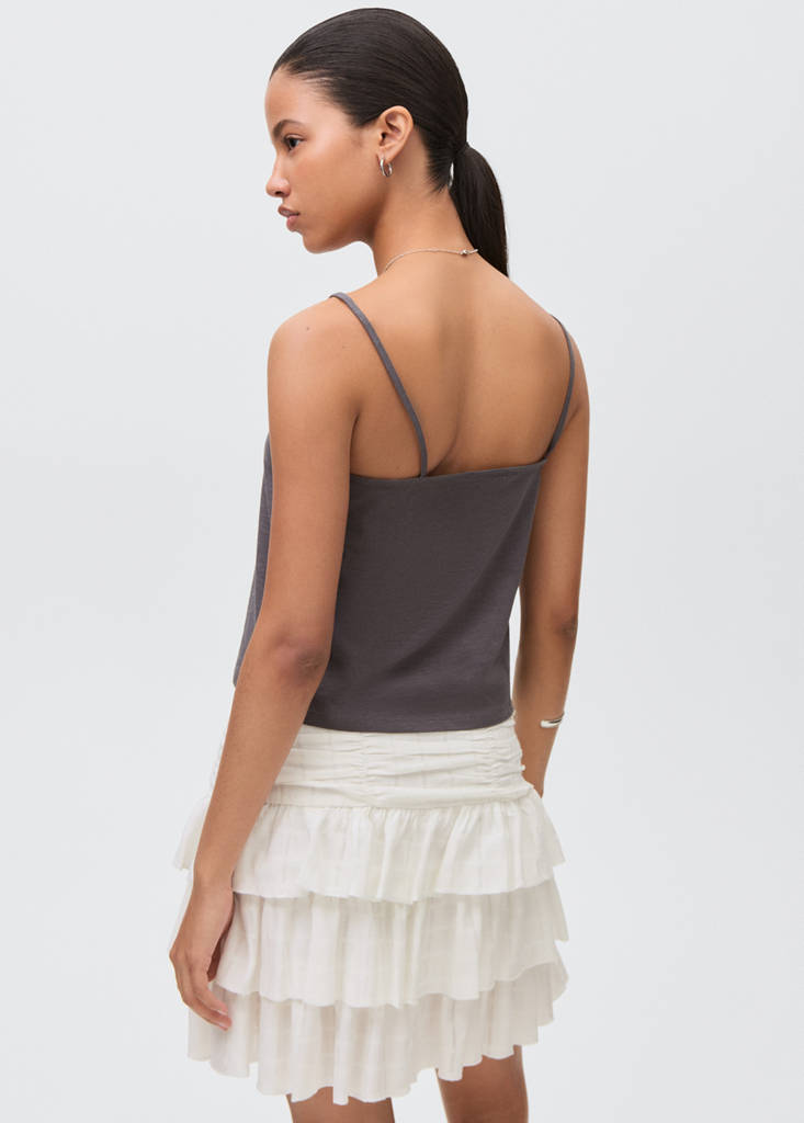 Gathered skirt with ruffles — Off White