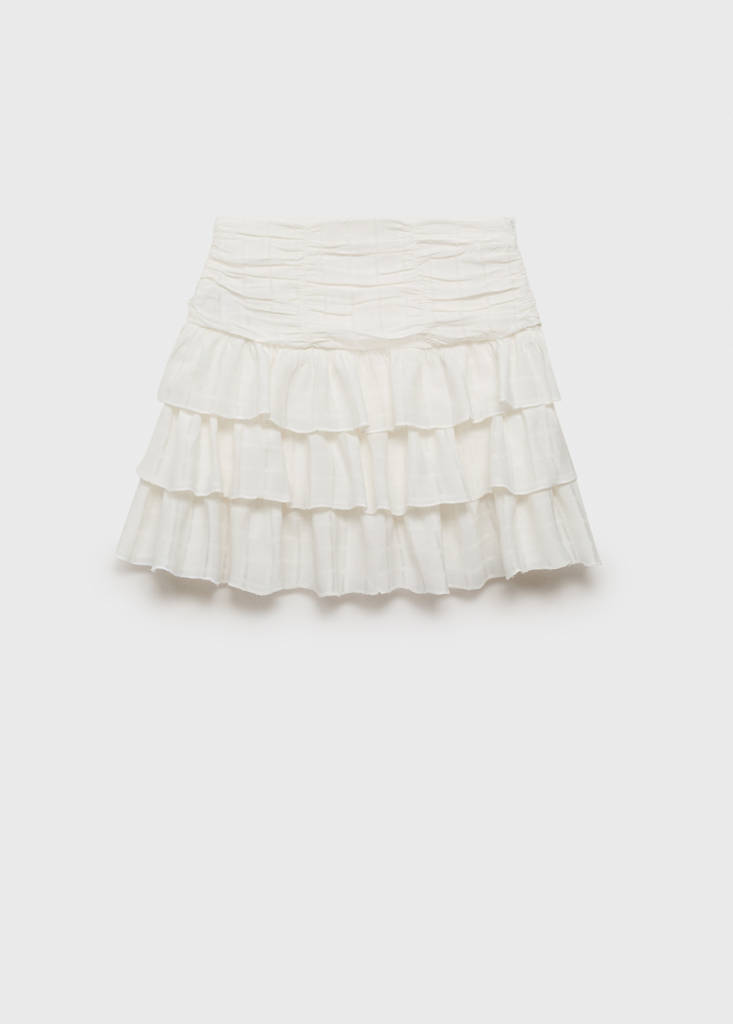 Gathered skirt with ruffles — Off White