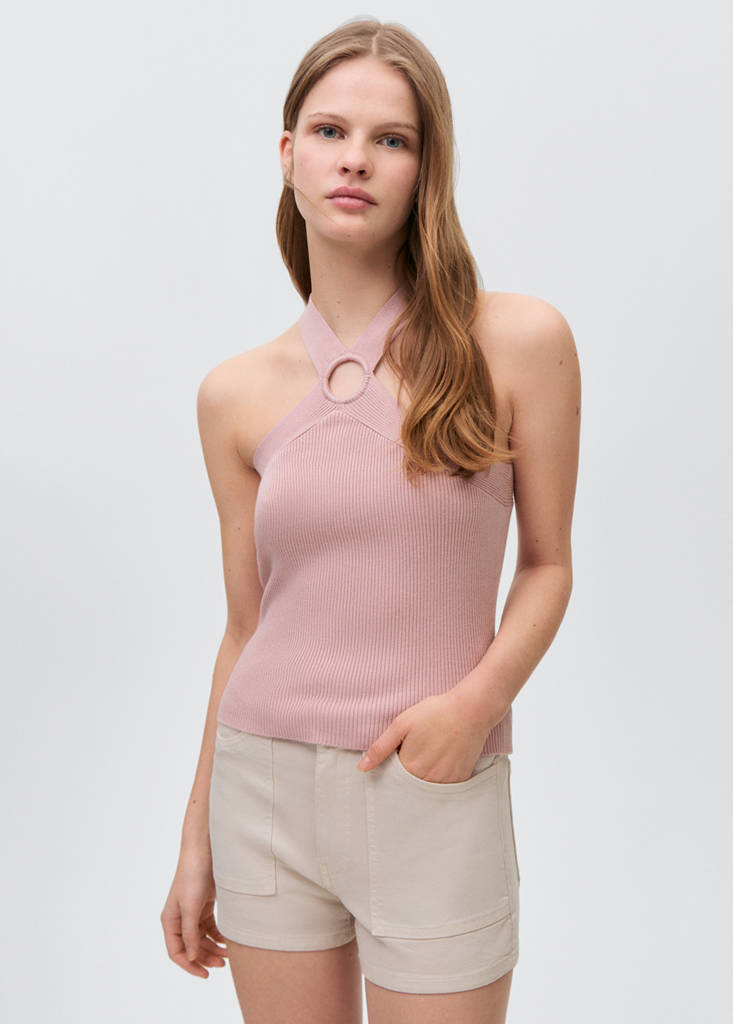 Knitted top with hoop detail — Pastel Pink