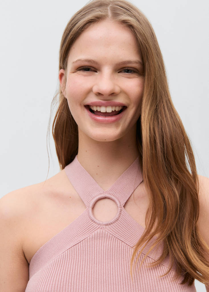 Knitted top with hoop detail — Pastel Pink