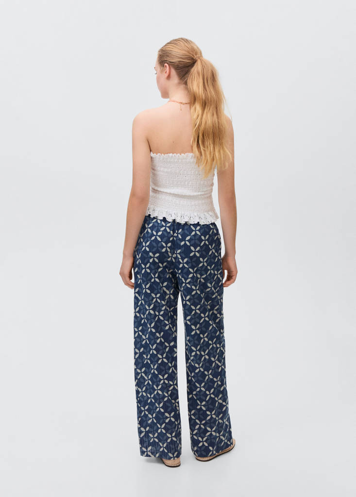Printed straight trousers — Dark Navy