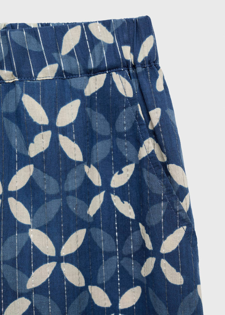 Printed straight trousers — Dark Navy
