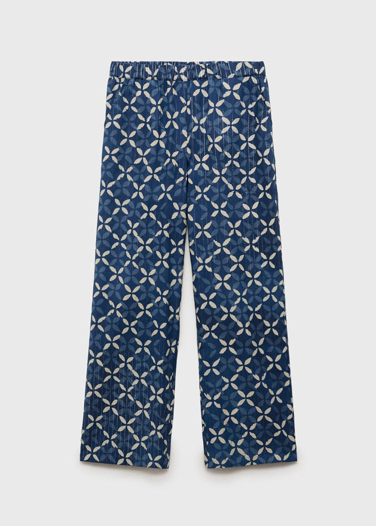 Printed straight trousers — Dark Navy