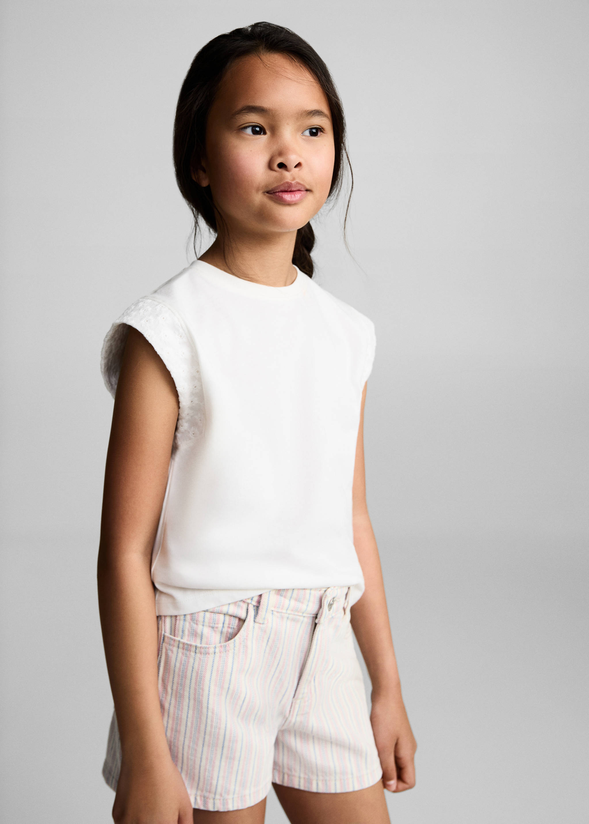 Striped denim shorts - Medium plane