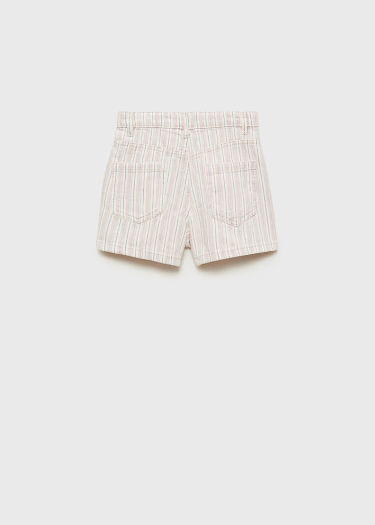 Striped denim shorts — Ecru