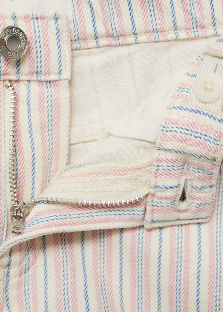 Striped denim shorts — Ecru