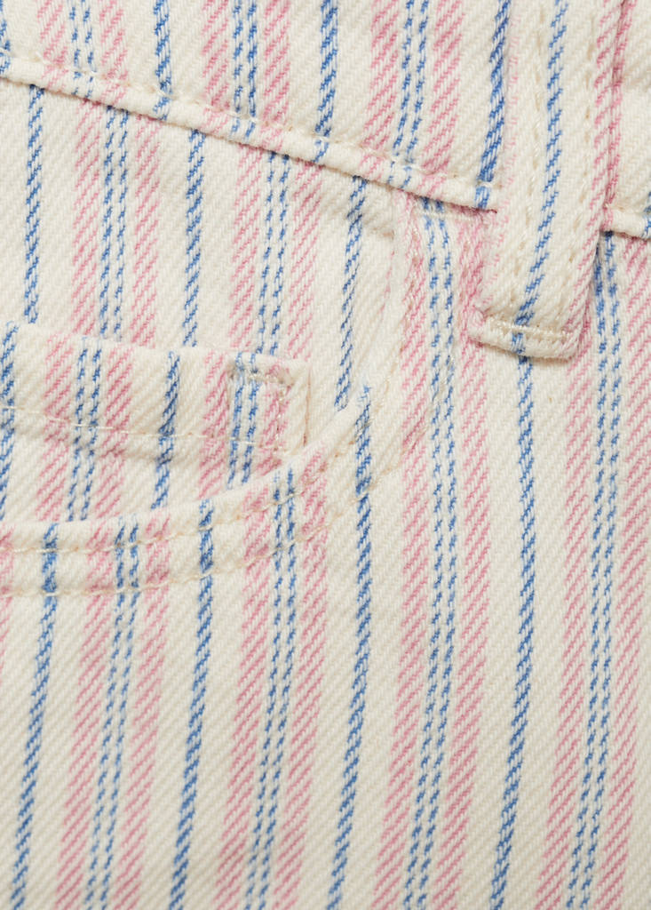 Striped denim shorts — Ecru