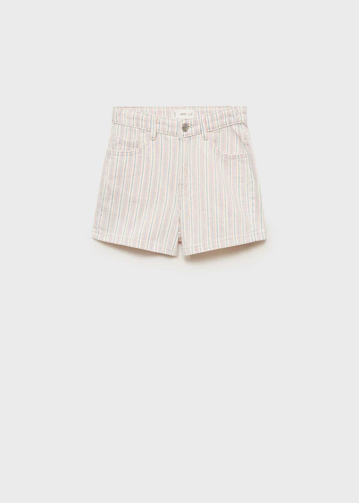 Striped denim shorts — Ecru