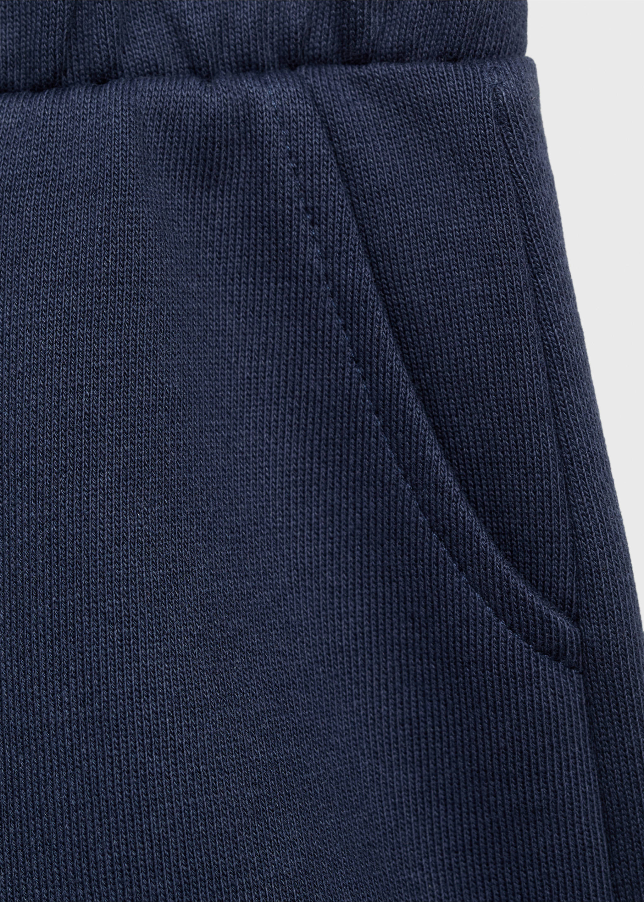 Shorts with ruffled hem - Details of the article 8, Dark Navy. Ref: 87066343-00.