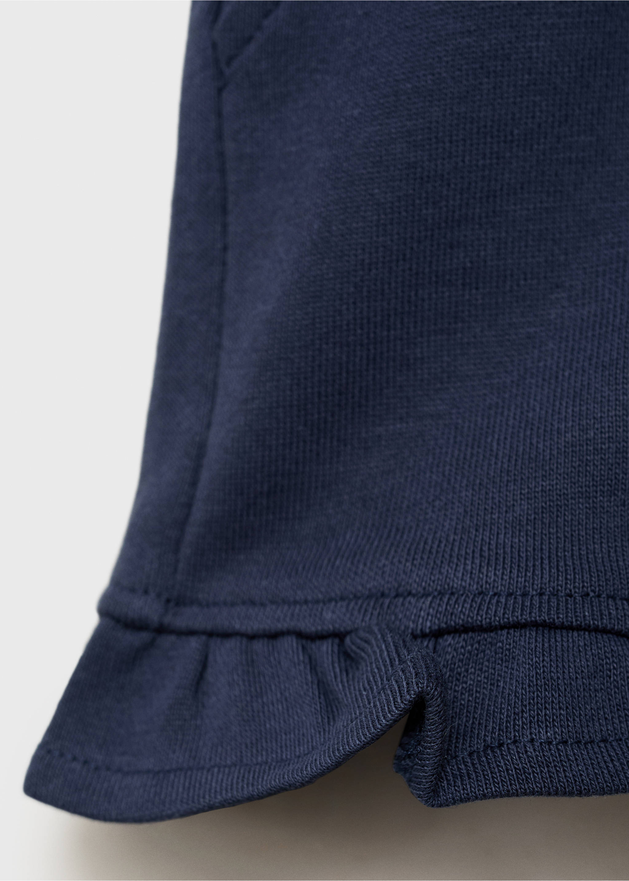 Shorts with ruffled hem - Details of the article 0, Dark Navy. Ref: 87066343-00.