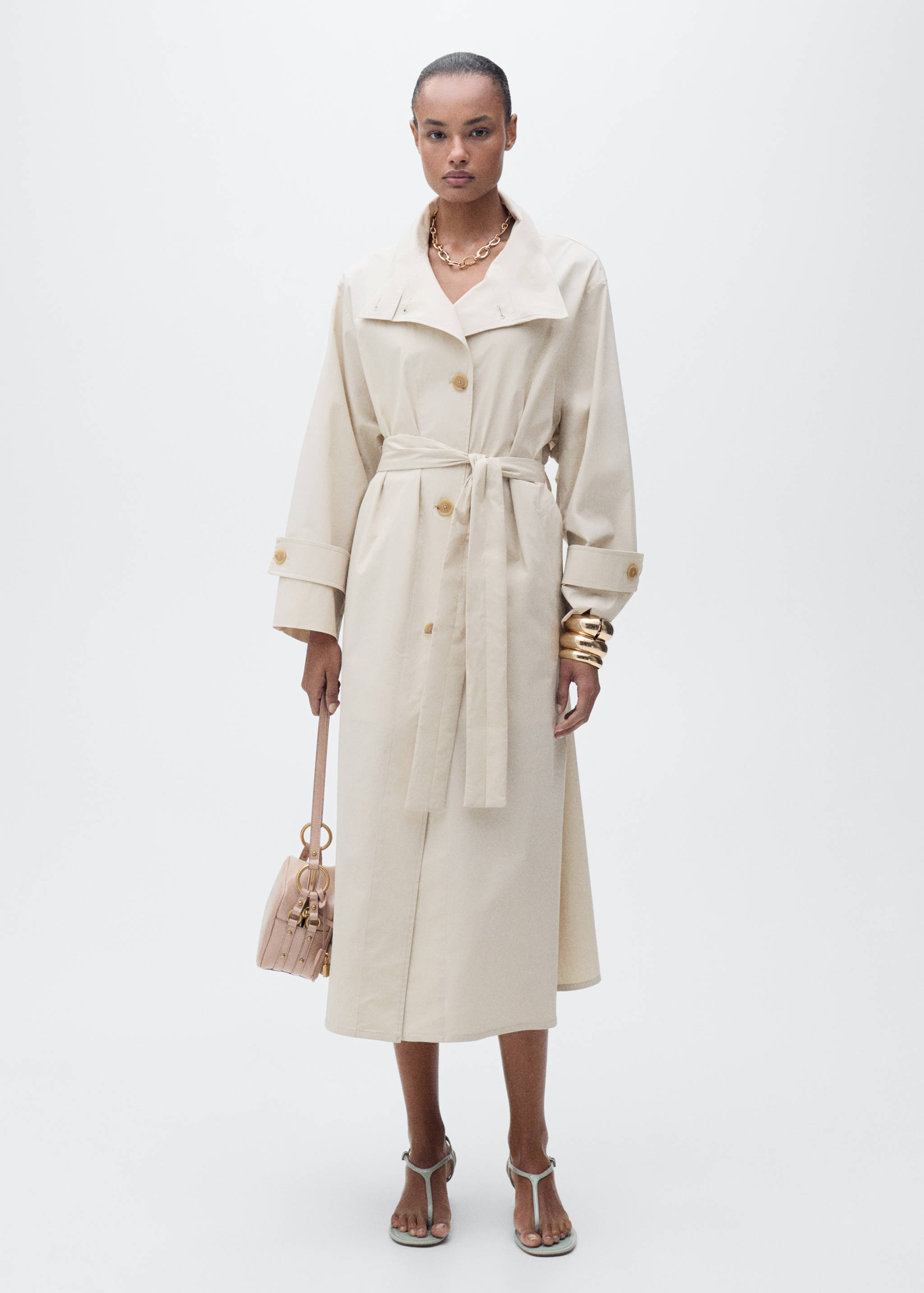 Oversized cotton trench coat - General plane