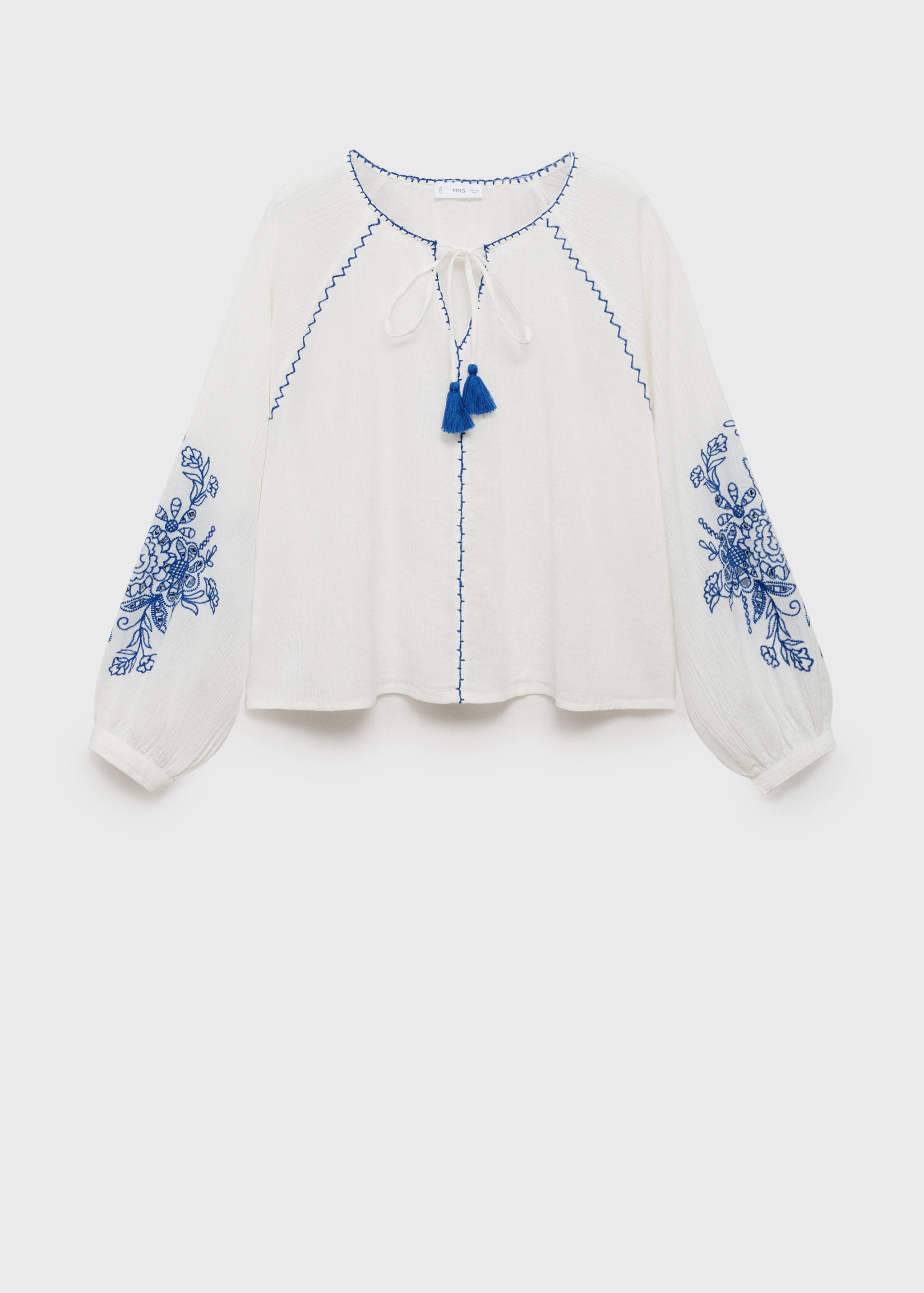 Embroidered puff-sleeve blouse - Article without model