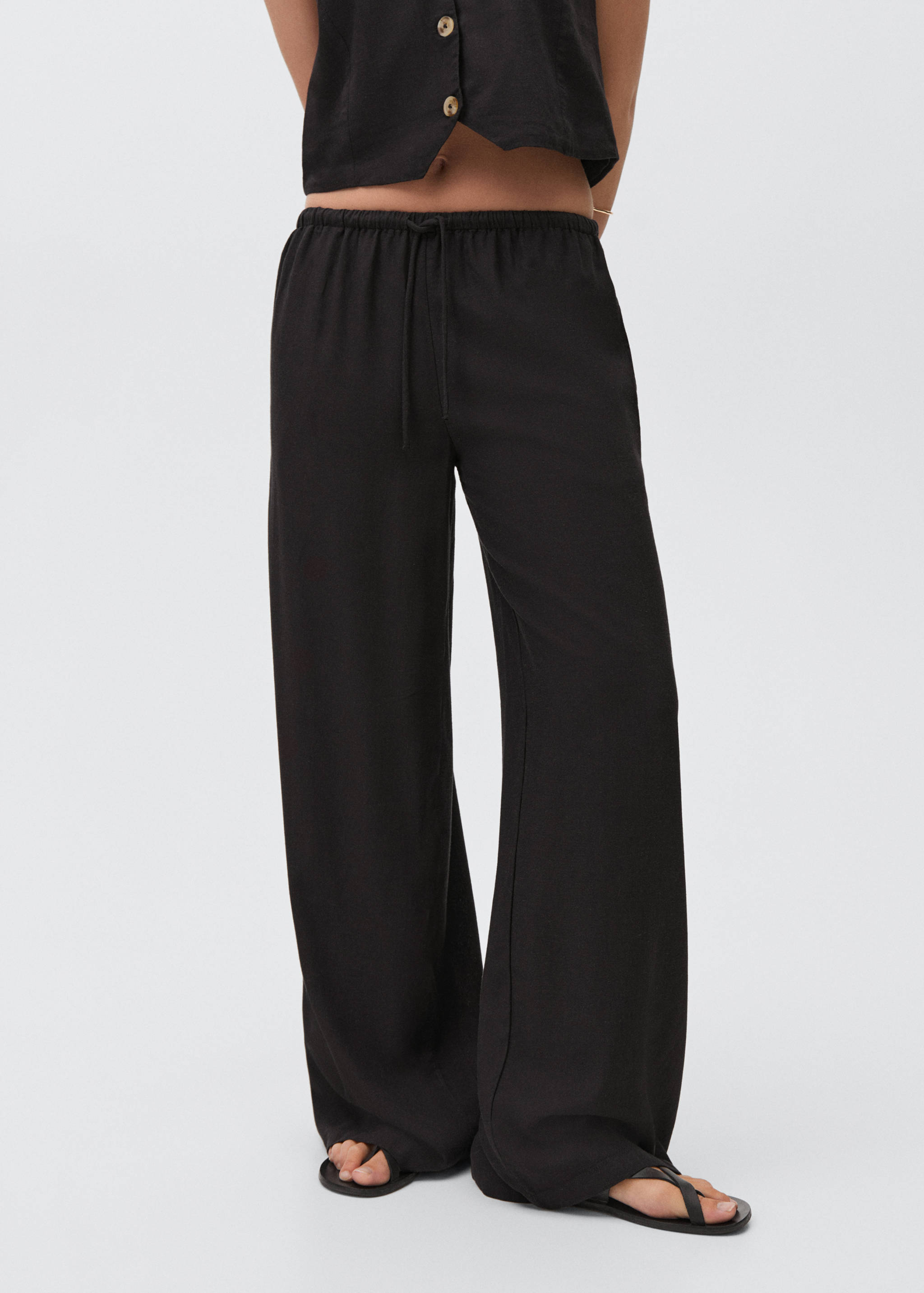 Straight linen-blend trousers - Details of the article 6