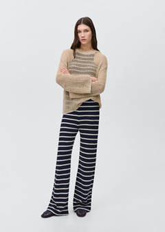 Striped knit trousers — Dark Navy 3
