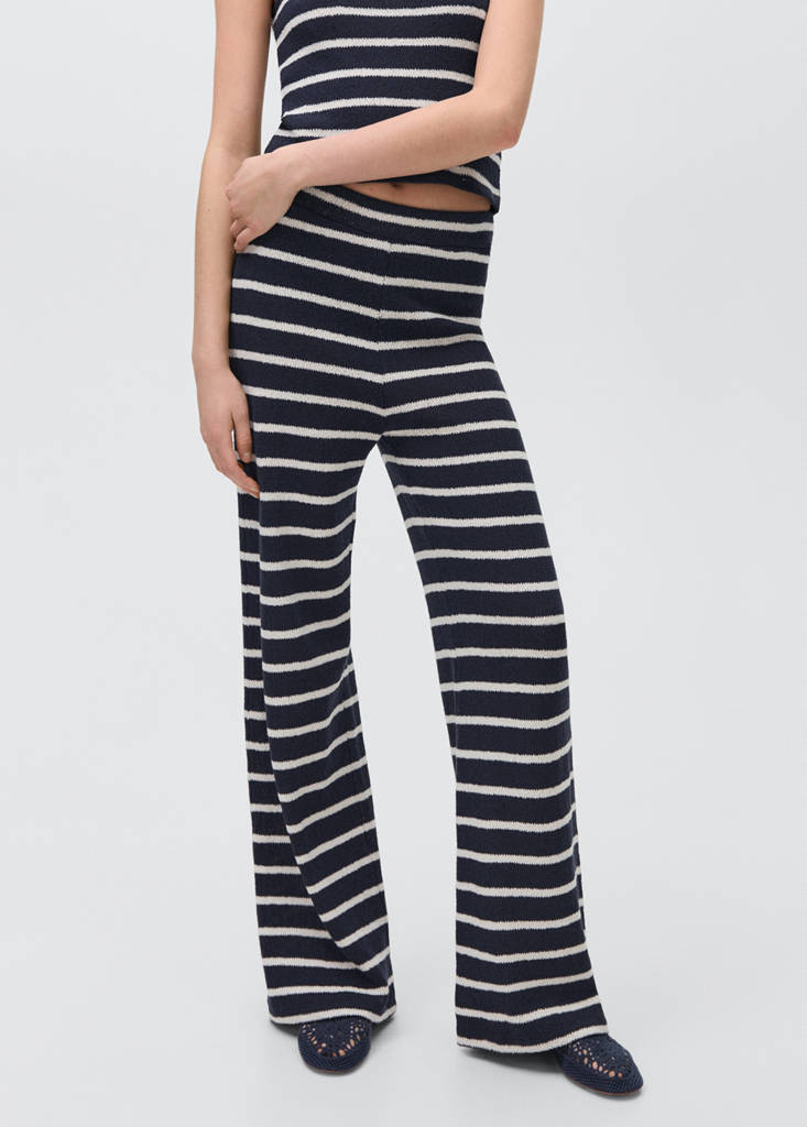 Striped knit trousers — Dark Navy
