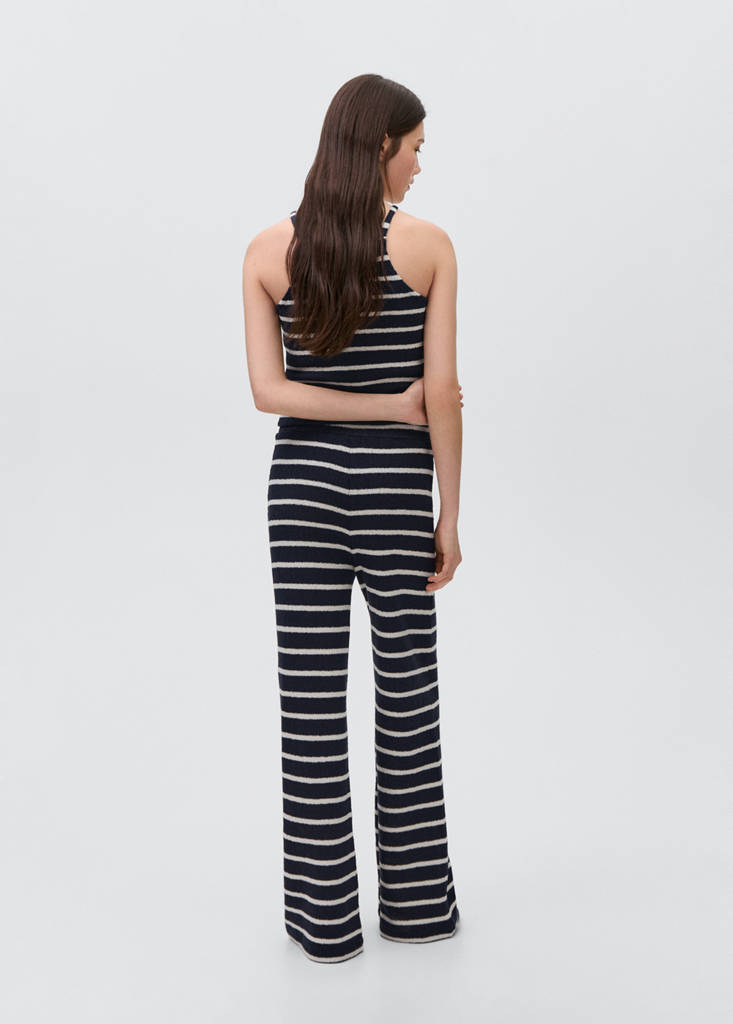 Striped knit trousers — Dark Navy