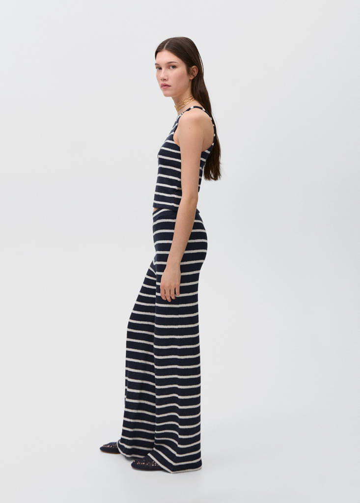 Striped knit trousers — Dark Navy