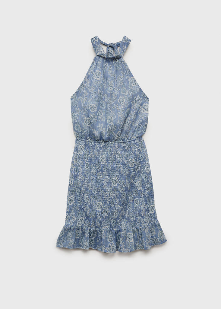 Halter-neck printed dress — Sky Blue