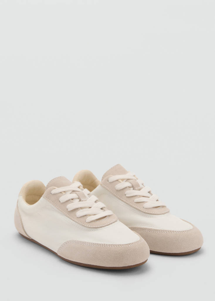 Lace-up suede sneakers — White