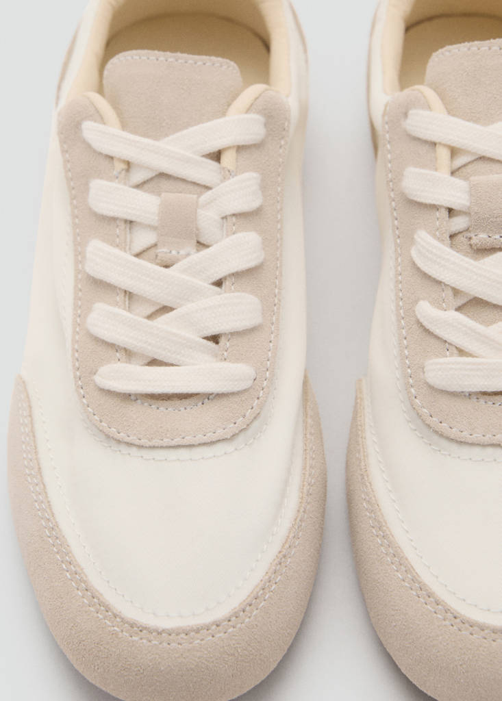 Lace-up suede sneakers — White