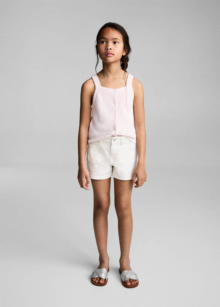 Straight-fit denim shorts — White