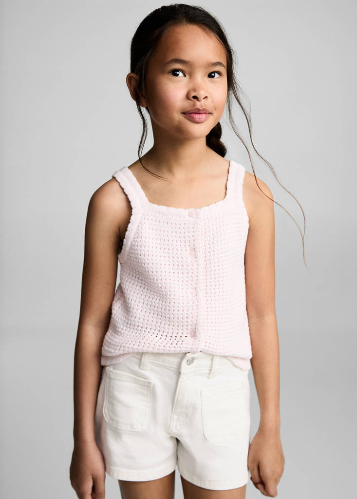 Straight-fit denim shorts — White