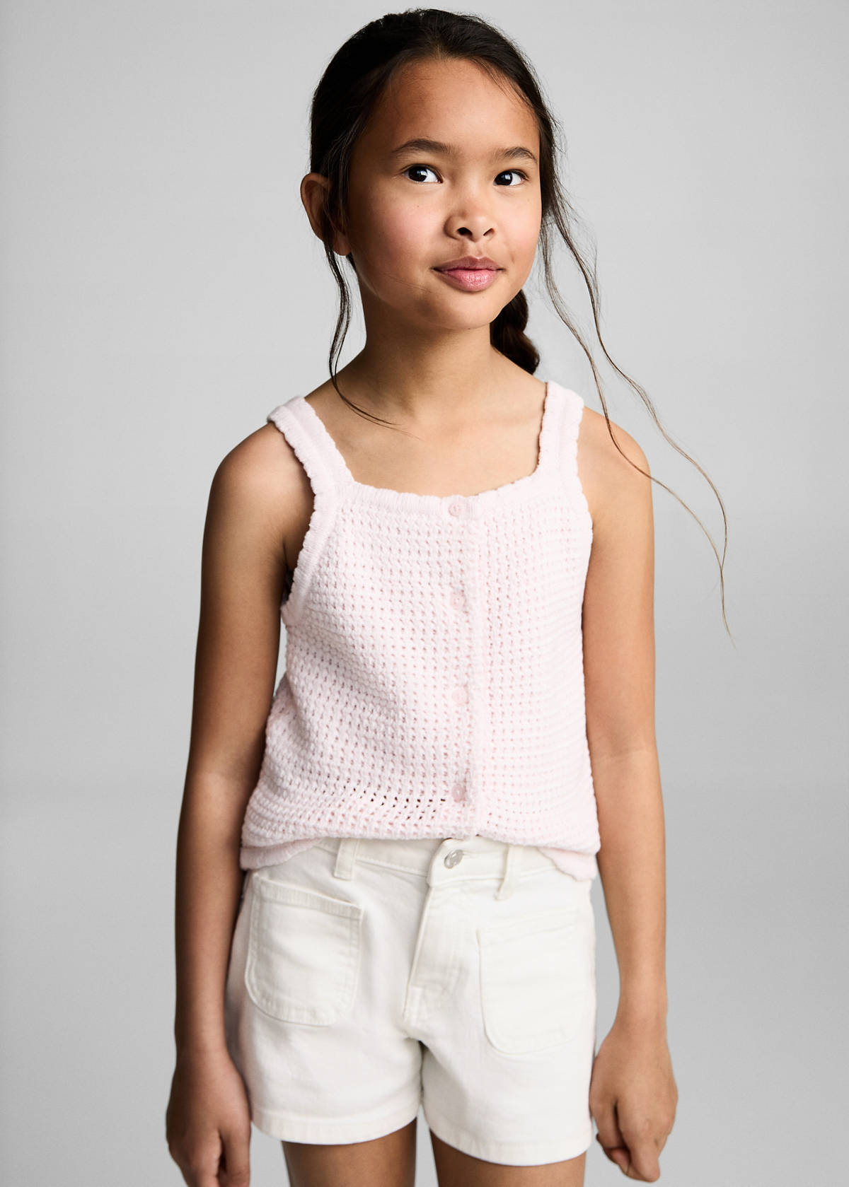 Straight-fit denim shorts — White