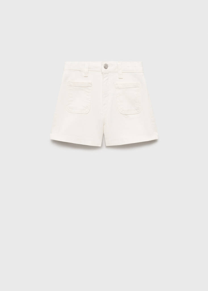 Straight-fit denim shorts — White
