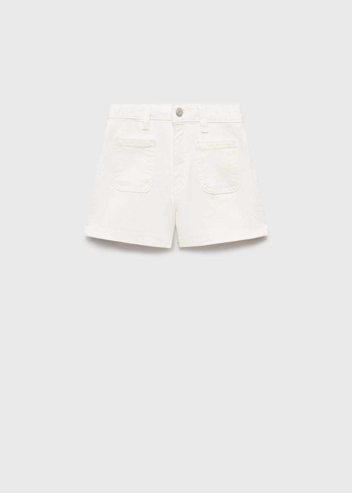 Straight-fit denim shorts — White