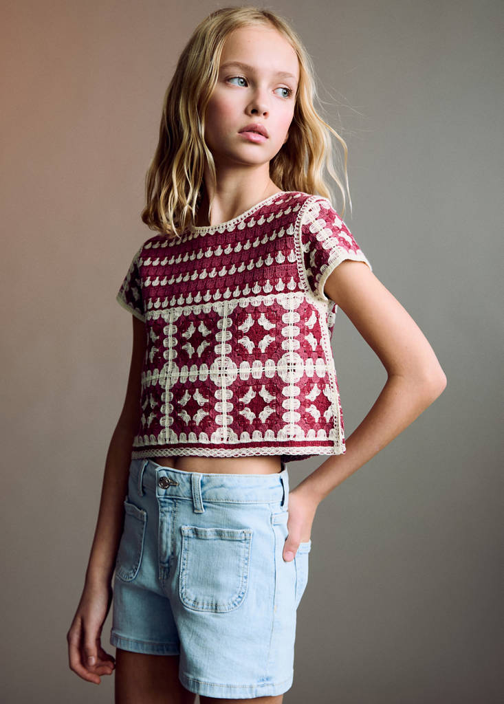 Straight-fit denim shorts — Light Blue