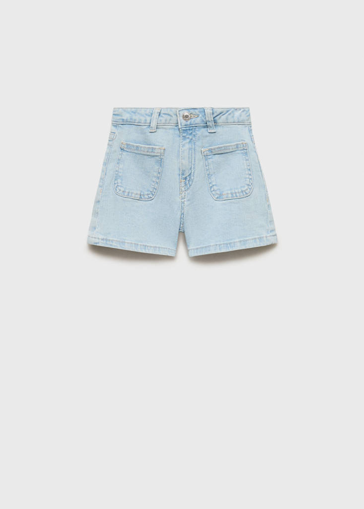 Straight-fit denim shorts — Light Blue