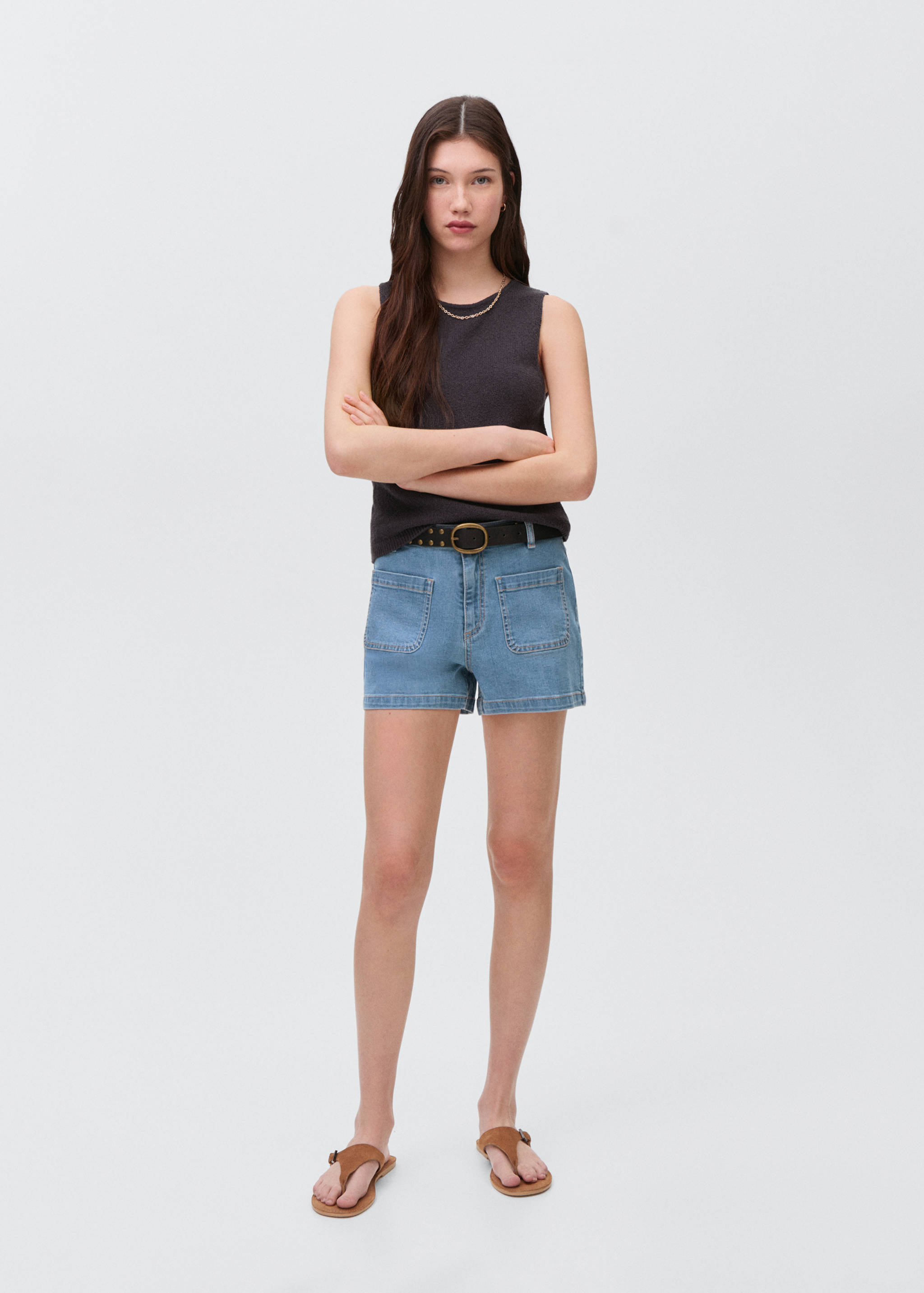 Denim shorts with pockets - General plane