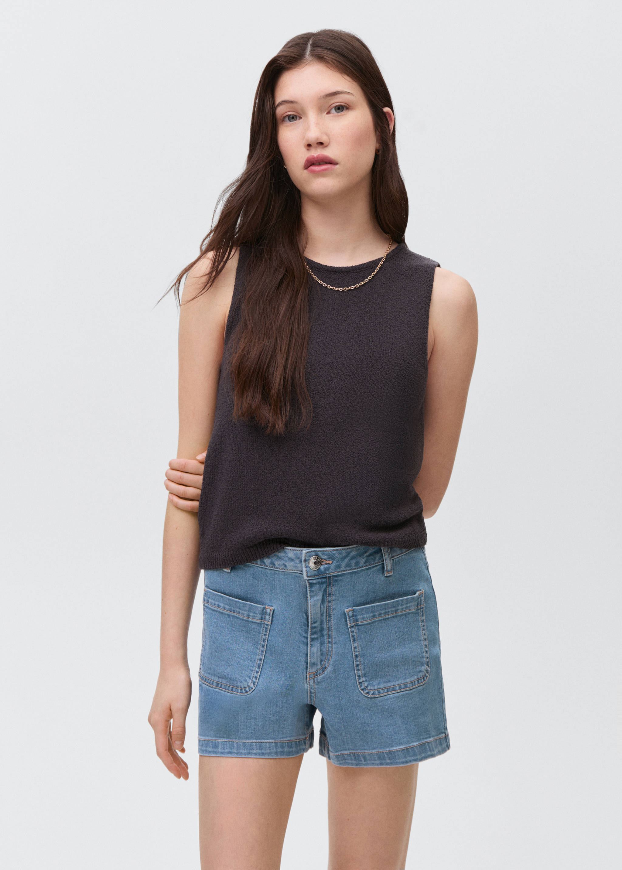 Denim shorts with pockets - Medium plane