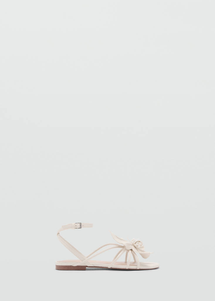 Sandals with flower strap — White