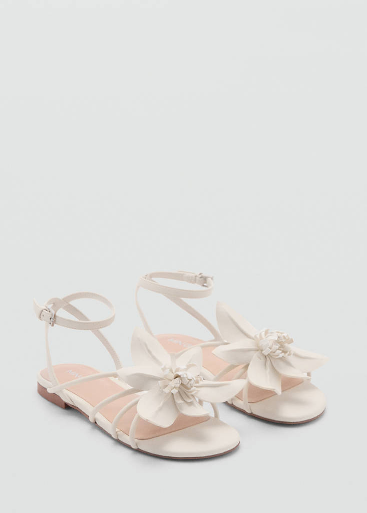 Sandals with flower strap — White