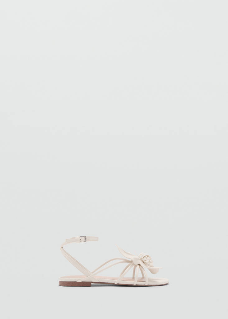 Sandals with flower strap — White