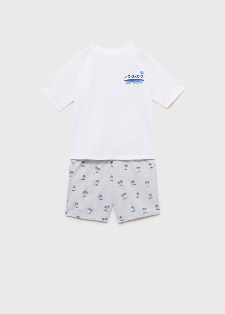 MANGO KIDS - Pyjama court surf blanc cassé - 9-10 ans - Garçon
