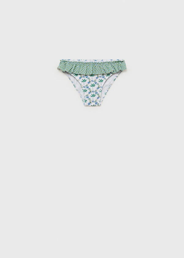 Bikini bottoms with ruffles — White