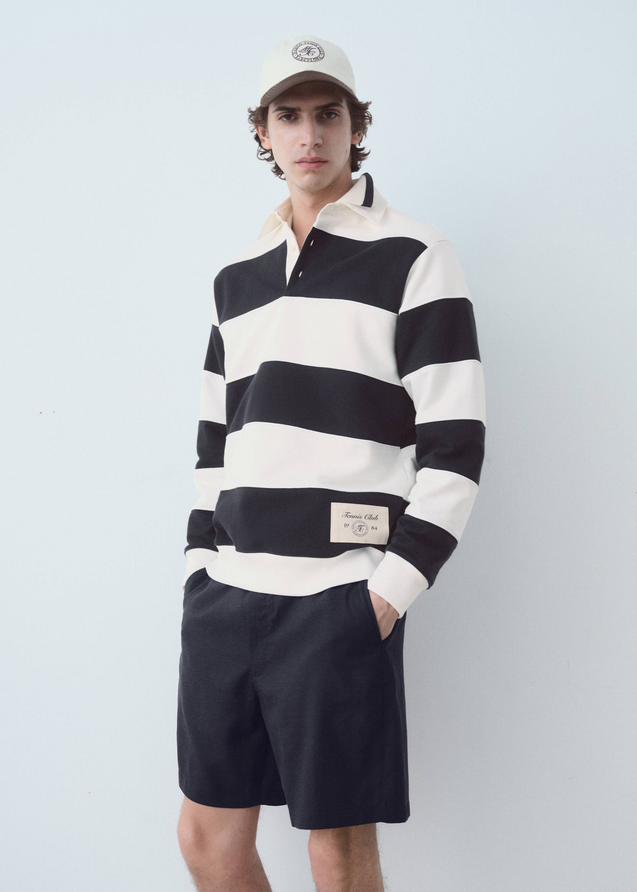 Sweat rayures col polo - Plan moyen