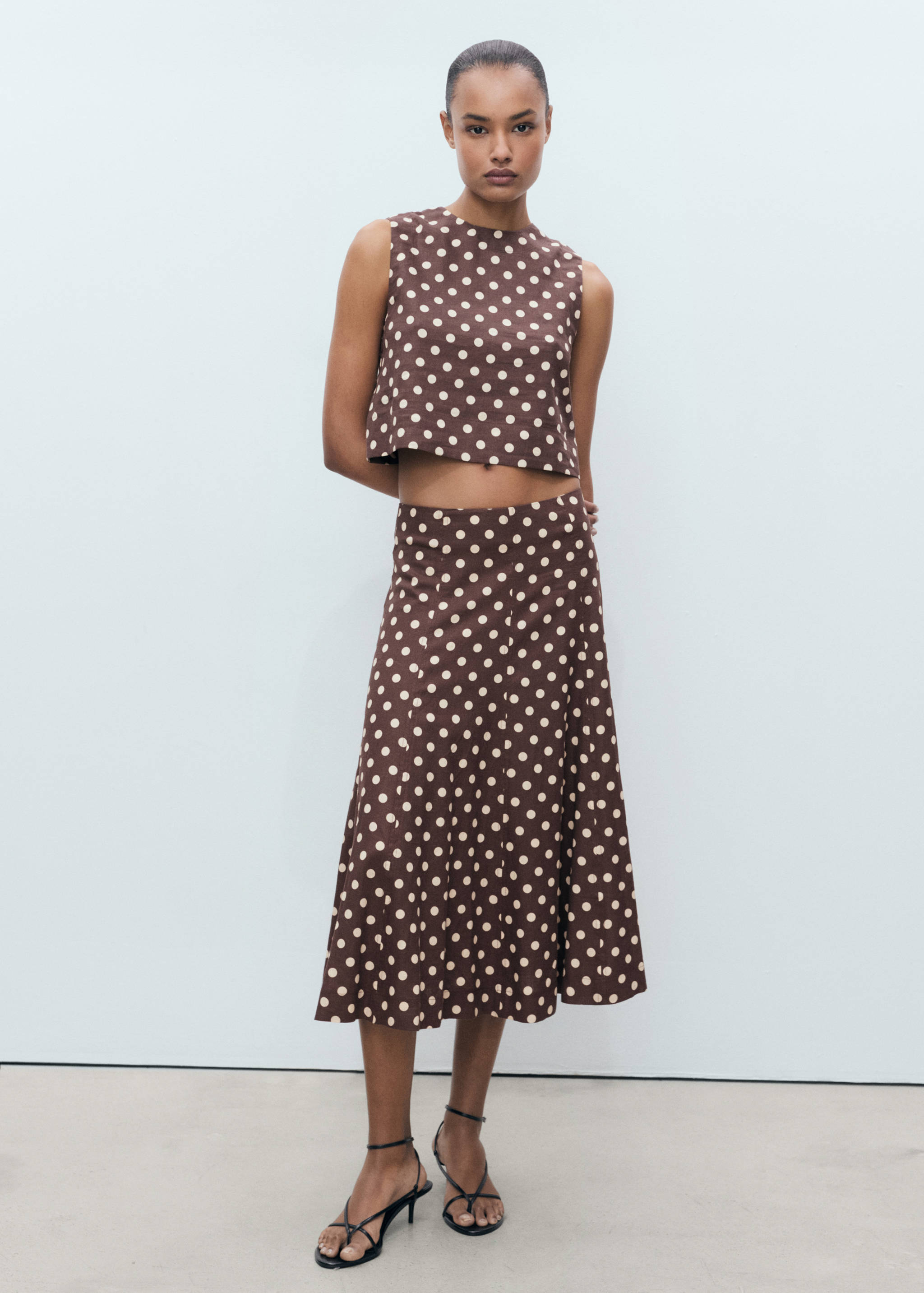 Polka-dot linen crop top - General plane