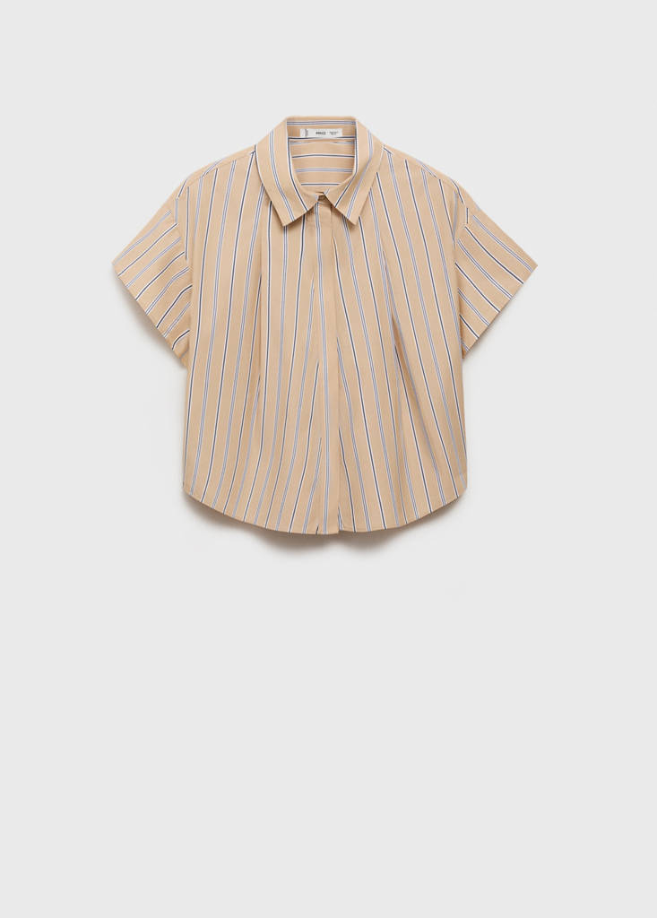 Short sleeve striped shirt — Brown