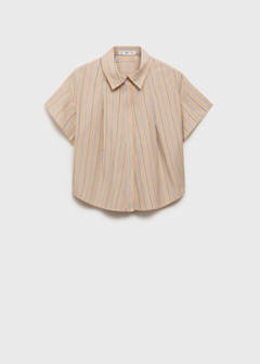 Short sleeve striped shirt — Brown 7