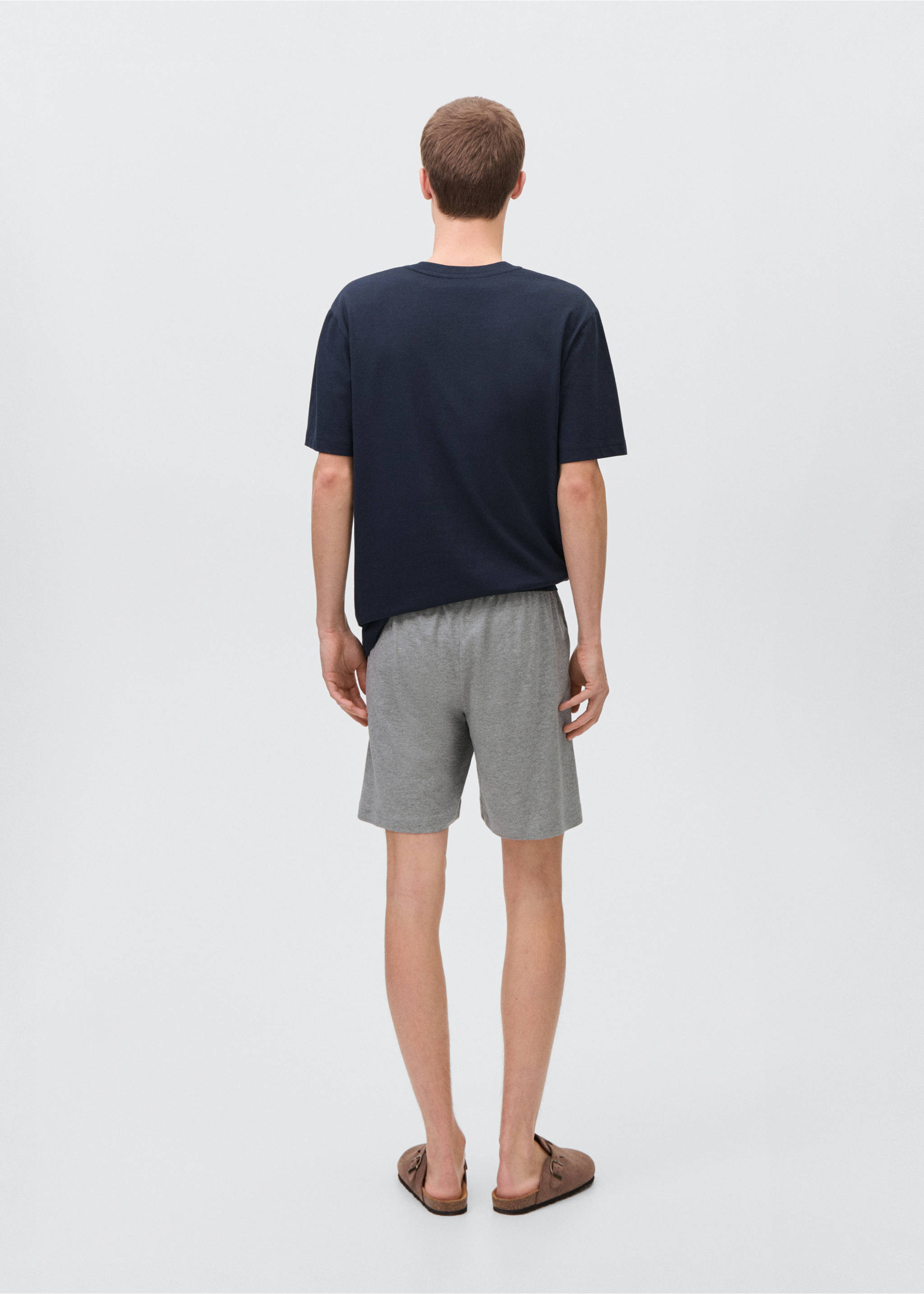 Cotton pyjama shorts pack - Reverse of the article, Navy. Ref: 87067167-00.