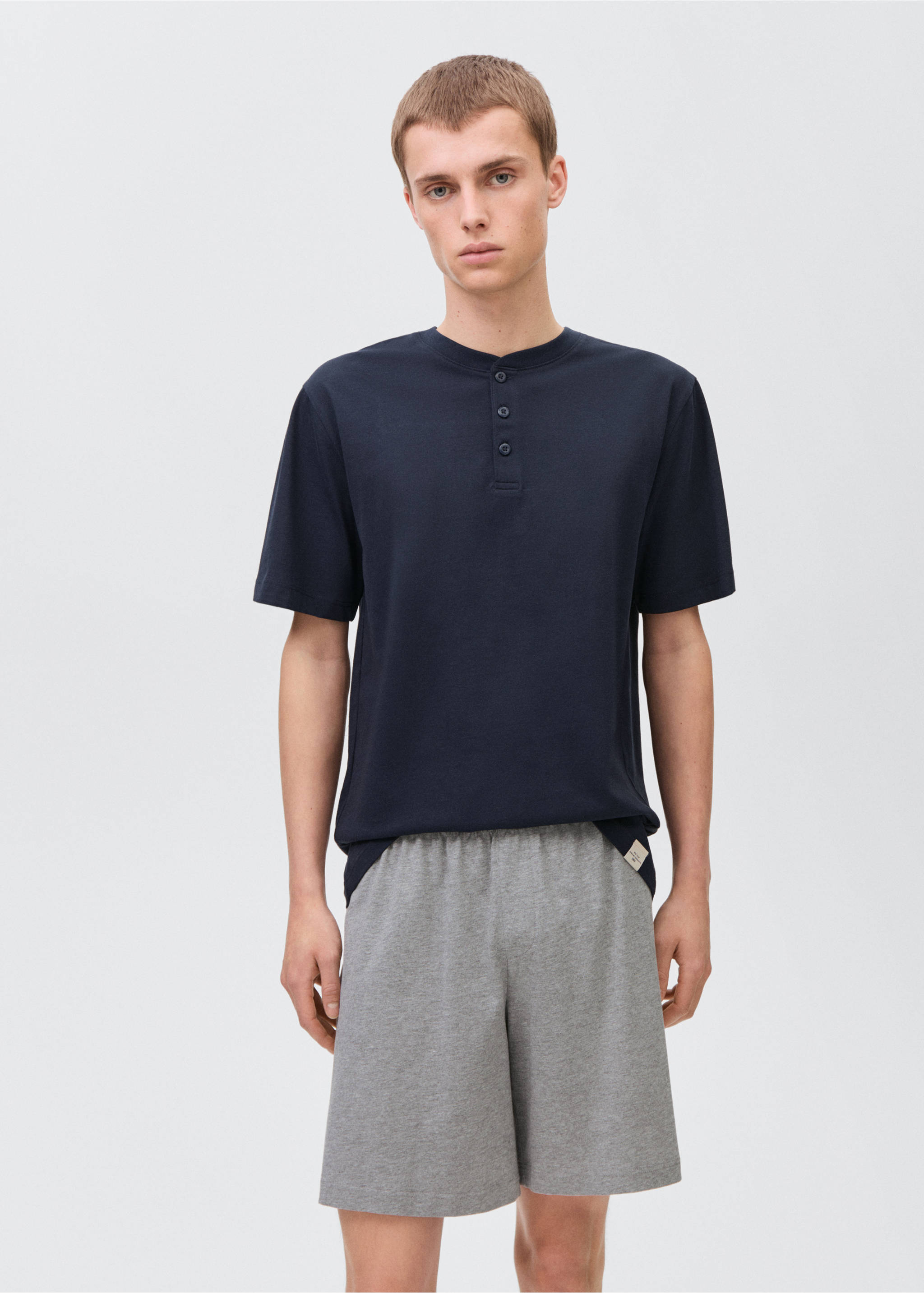 Cotton pyjama shorts pack - Details of the article 2, Navy. Ref: 87067167-00.