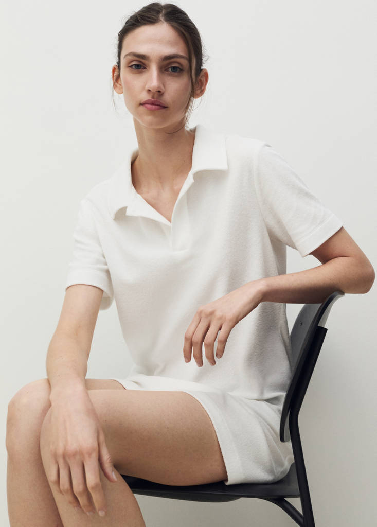 Terry cotton nightdress — White
